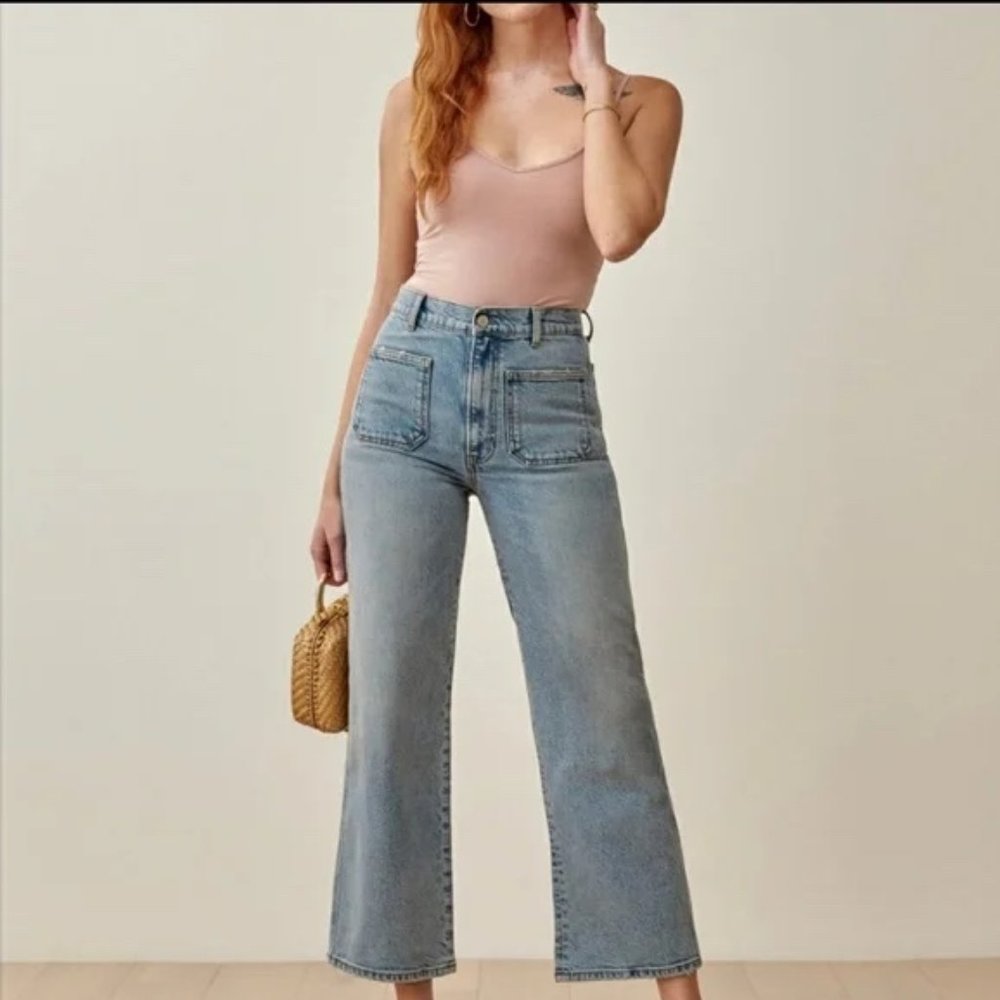 Reformation Alyssa High Rise Wide Leg Crop Jeans (size 28)